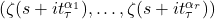 (\zeta(s+it_\tau^{\alpha_1}), \dots, \zeta(s+it_\tau^{\alpha_r}))