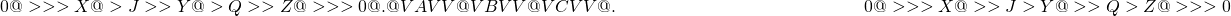 \[ \begin{CD} \qquad\qquad\qquad\qquad 0 @>>> X @>{J}>> Y @>{Q}>> Z @>>> 0\\ @. @V{A}VV @V{B}VV @V{C}VV @. \qquad\qquad\qquad \qquad \\ \qquad\qquad\qquad\qquad 0 @>>> X @>>{J}> Y @>>{Q}> Z @>>> 0 \end{CD} \]