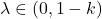 \lambda\in (0,1-k)