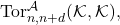 \mbox{Tor}^{\mathcal{A}}_{n, n+d}(\mathcal K, \mathcal K),