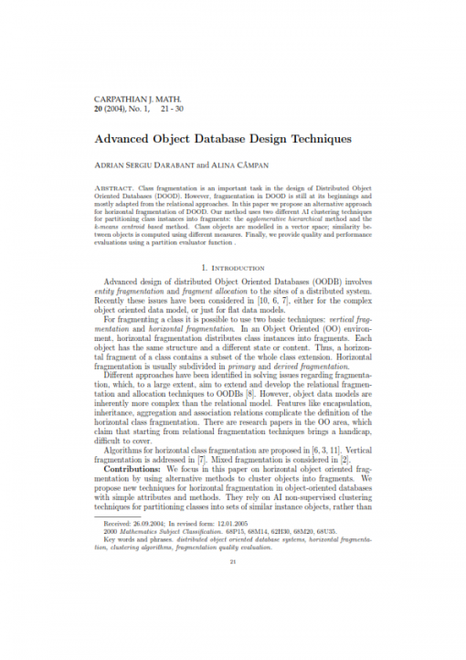 Advanced Object Database Design Techniques - Carpathian Journal of ...