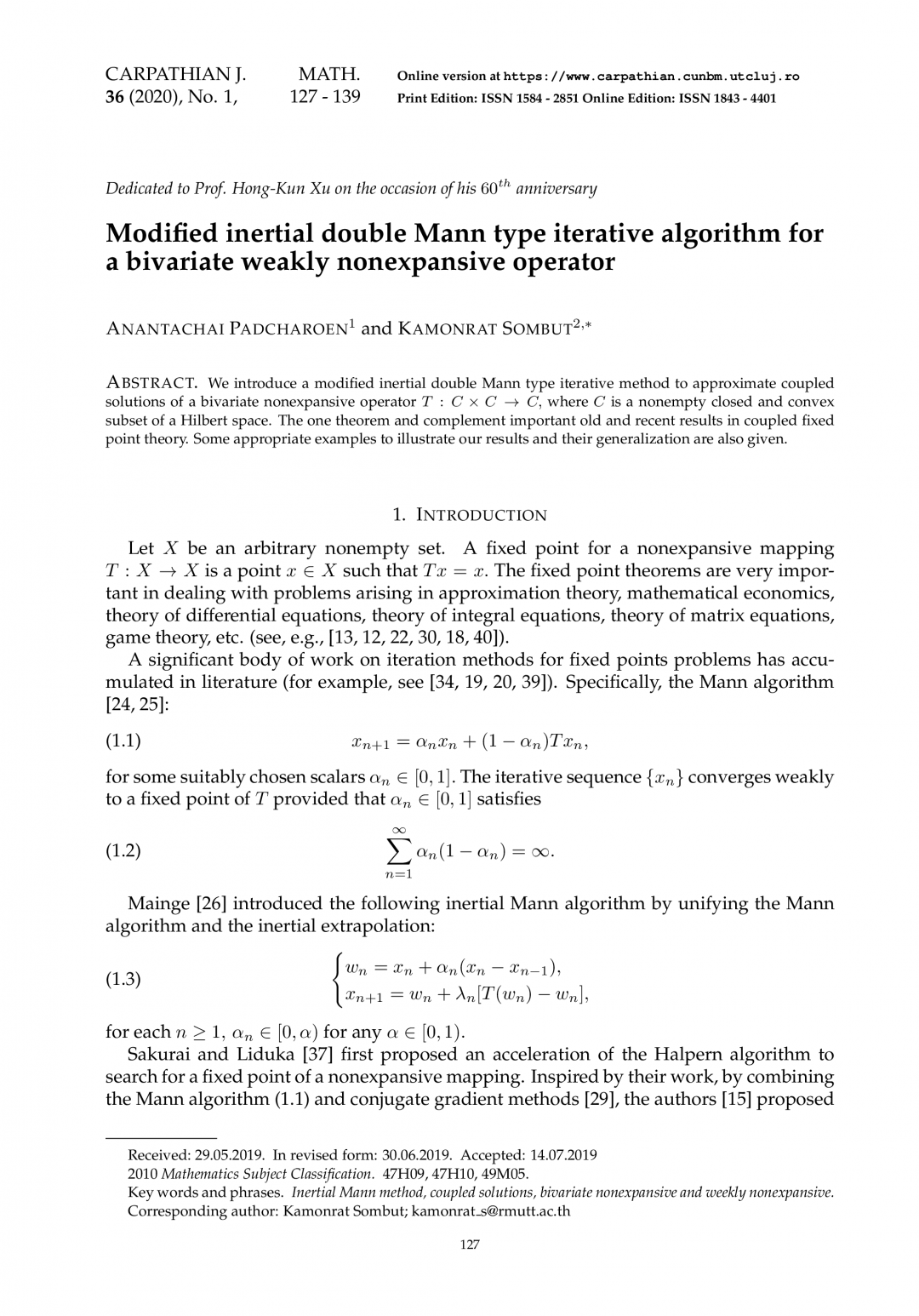 Modified inertial double Mann type iterative algorithm for a bivariate ...