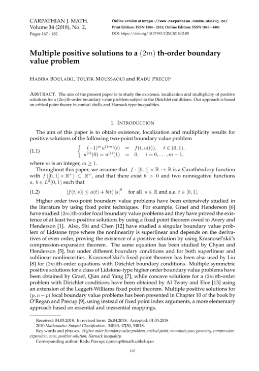 Multiple positive solutions to a (2m) th-order boundary value problem ...