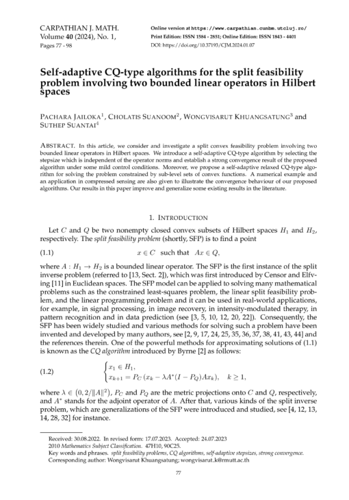 Self-adaptive CQ-type algorithms for the split feasibility problem ...