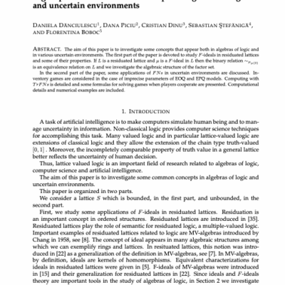 A glimpse of some common concepts in algebras of logic and uncertain environments