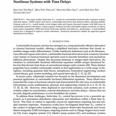 Finite-Time H∞ Control for Conformable Fractional-Order Nonlinear Systems with Time Delays