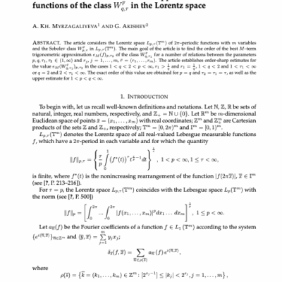 On estimates of the best M–term approximations of functions of the class