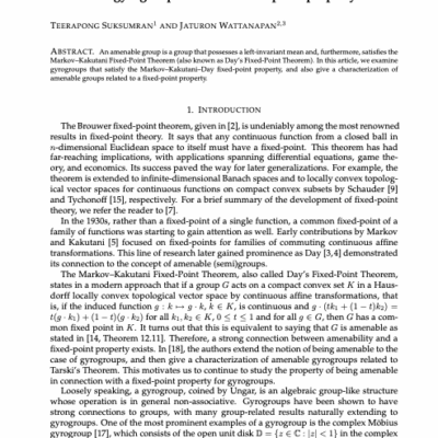 Amenable gyrogroups and their fixed-point property∗
