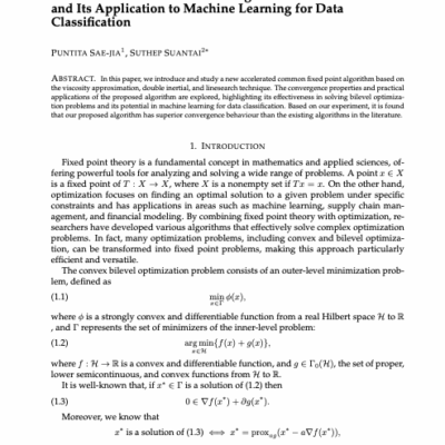 A Double Inertial Fixed Point Algorithm with Linesearch and Its Application to Machine Learning for Data Classification