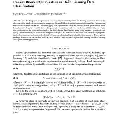 A Novel Fixed-Point Based Two-Step Inertial Algorithm for Convex Bilevel Optimization in Deep Learning Data Classification