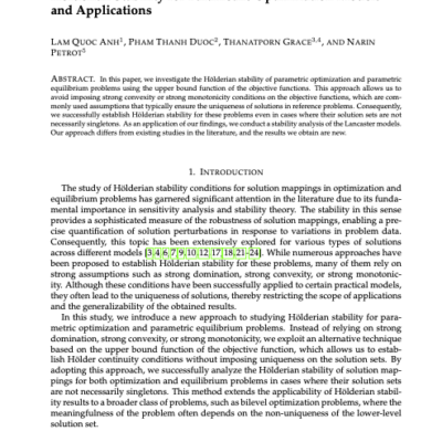 Holderian Stability for Parametric Optimization Models and Applications