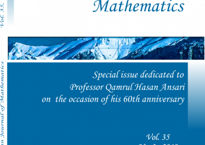 Vol 35/2019 no. 3 Special issue dedicated to Professor Qamrul Hasan Ansari – Published on 30.09.2019